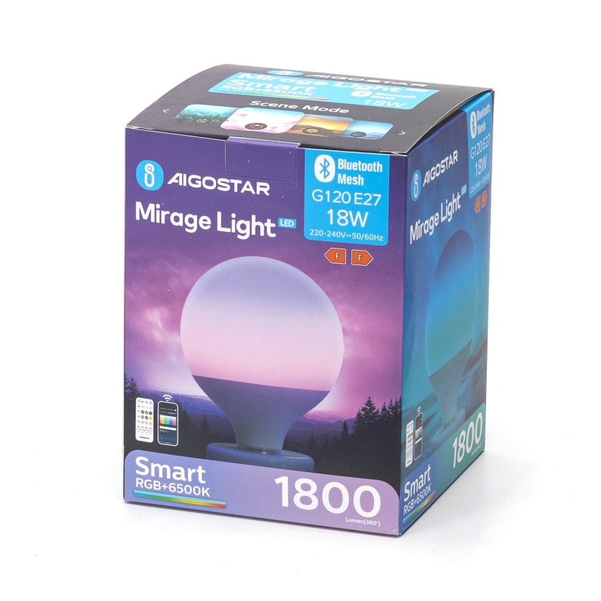 LED RGB-dimbare lamp MESH G120 E27/18W/230V 6500K + afstandsbediening - Aigostar