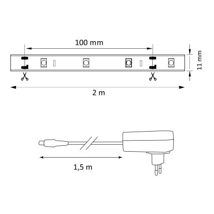 LED RGB Dimbare Strip MAGIC 2 m LED/12W/230V + Afstandsbediening