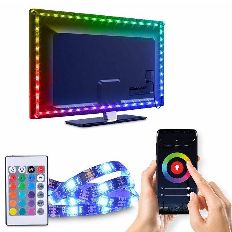 LED RGB Dimbare strip voor TV LED/6W/5V Wi-Fi Tuya + afstandsbediening