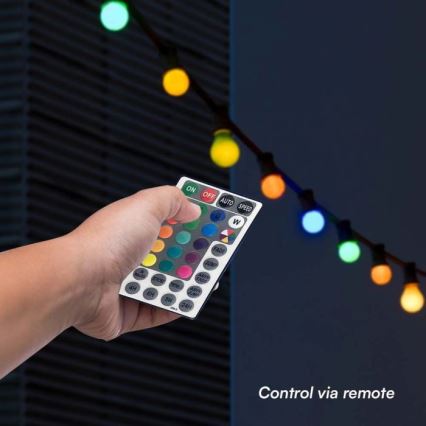 LED RGB Guirlande extérieure STRING 13 m 15xLED/0,5W/230V IP44 + télécommande