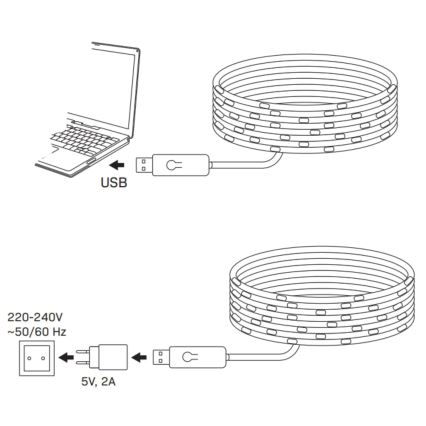 LED RGB Kerst lichtsnoer LED/10W/5V 10 m USB + afstandsbediening
