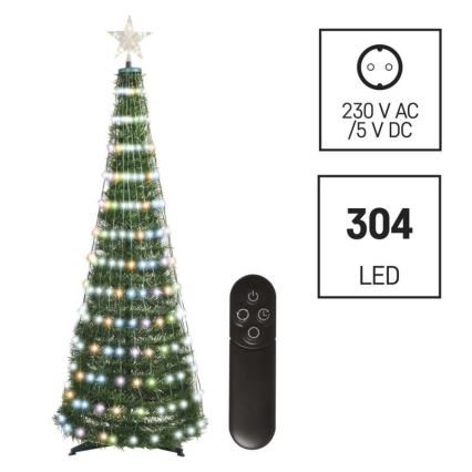 LED RGB Kerstboom met Lichtketting 304xLED/16 modi 1,8m + afstandsbediening