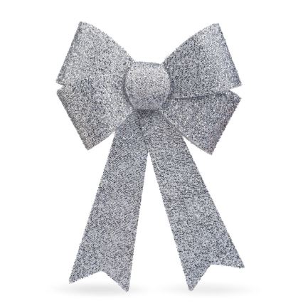 LED RGB kerstdecoratie 11xLED/3xLR44 40x30 cm zilverkleurige strik