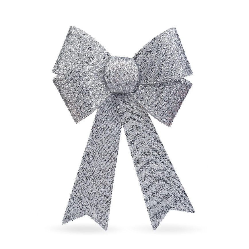 LED RGB kerstdecoratie 11xLED/3xLR44 40x30 cm zilverkleurige strik