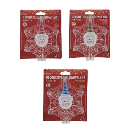 LED RGB kerstdecoratie met zuignap LED/3xLR44 sneeuwman rood/blauw/groen