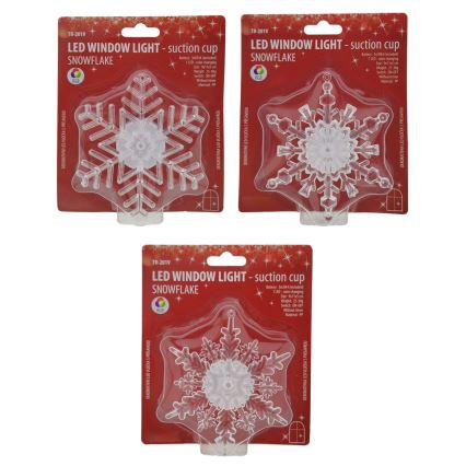 LED RGB kerstdecoratie met zuignap LED/3xLR44 sneeuwvlok