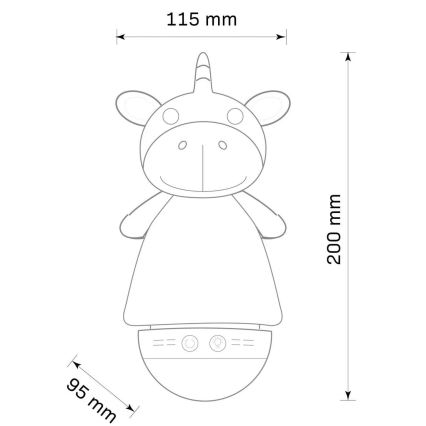 LED RGB Kinder nachtlamp met een melody 3xAAA/5V eenhoorn