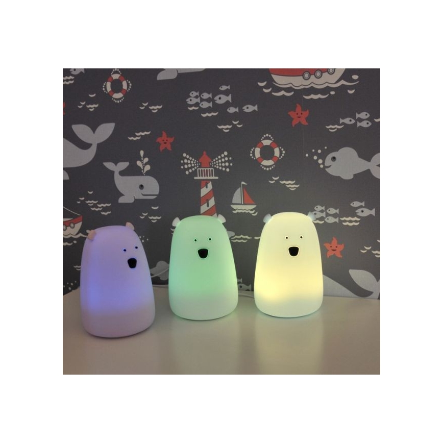 LED RGB Kinder Touchlamp BEAR LED/0,8W/5V wit + USB