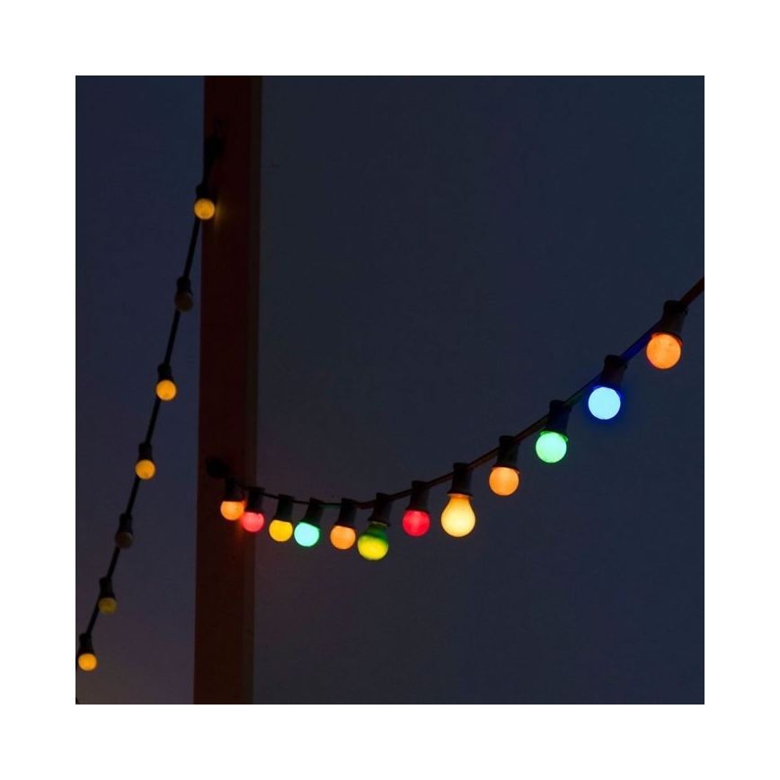LED RGB Lichtketting voor buiten STRING 13 m 15xLED/0,5W/230V IP44 + afstandsbediening