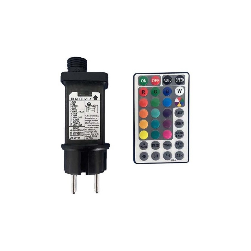 LED RGB Lichtketting voor buiten STRING 13 m 15xLED/0,5W/230V IP44 + afstandsbediening