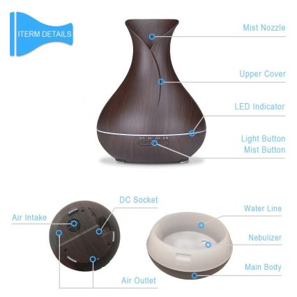LED RGB Luchtbevochtiger en ionisator 400 ml