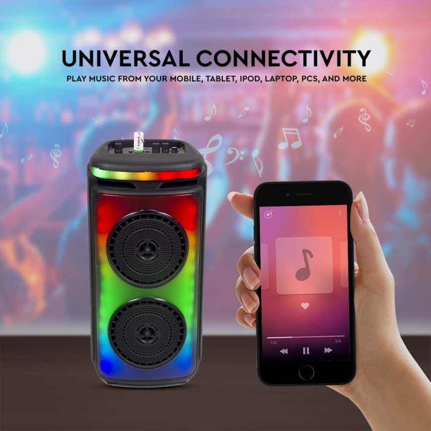 LED RGB Oplaadbare luidspreker met een microfoon 400W/2400 mAh + afstandsbediening