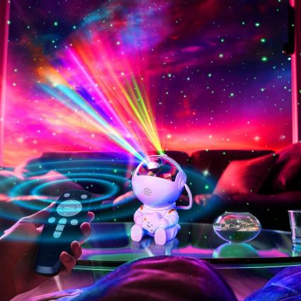 LED RGB-projector LED/5W/5V astronaut + afstandsbediening