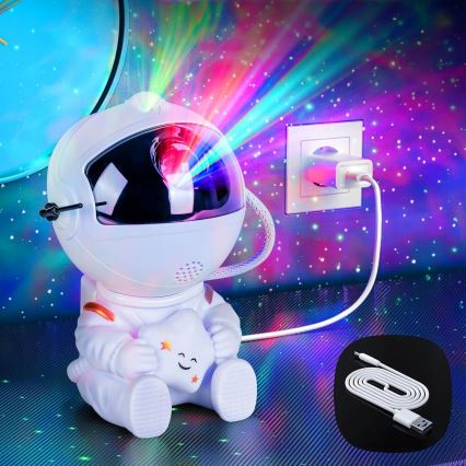 LED RGB-projector LED/5W/5V astronaut + afstandsbediening