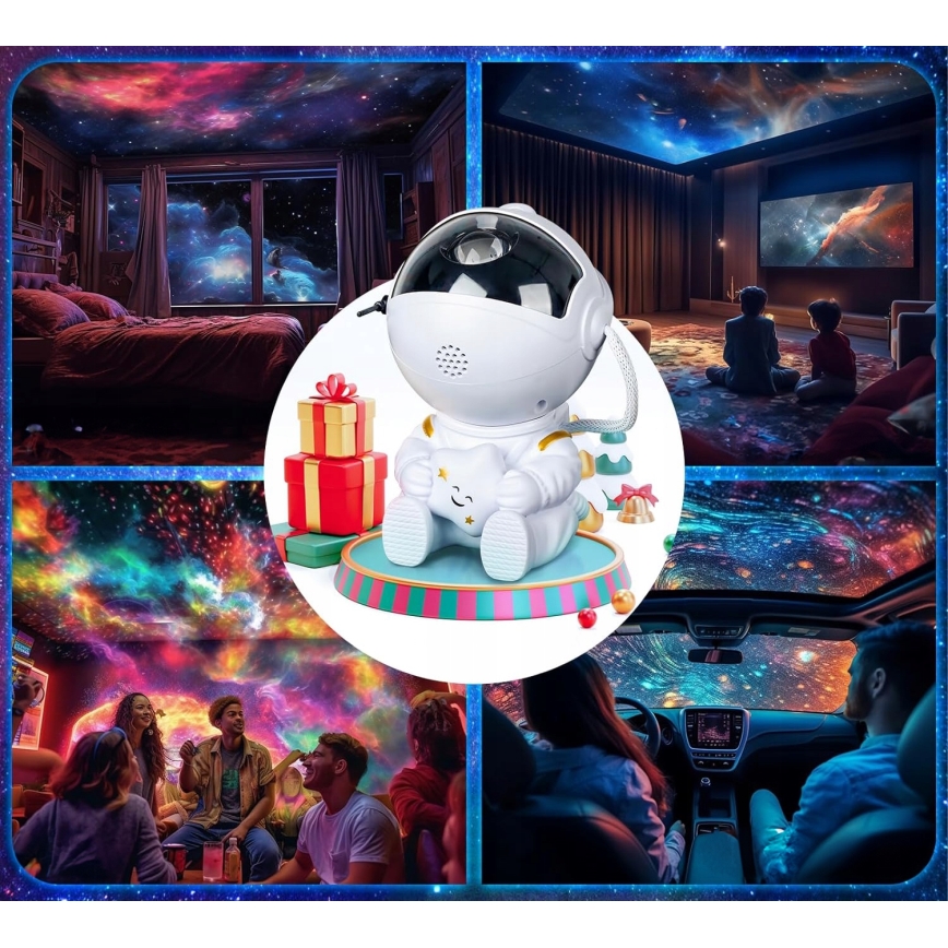 LED RGB-projector LED/5W/5V astronaut + afstandsbediening