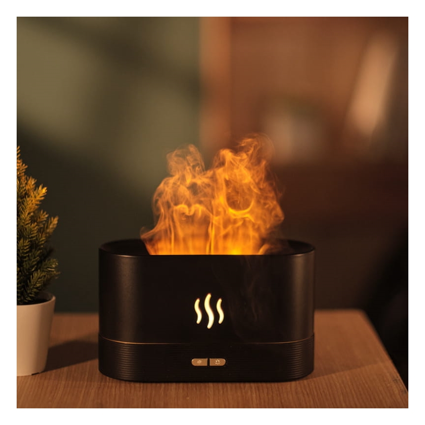 LED RGB Ultrasone aroma diffuser en luchtbevochtiger met verlichting 180ml zwart