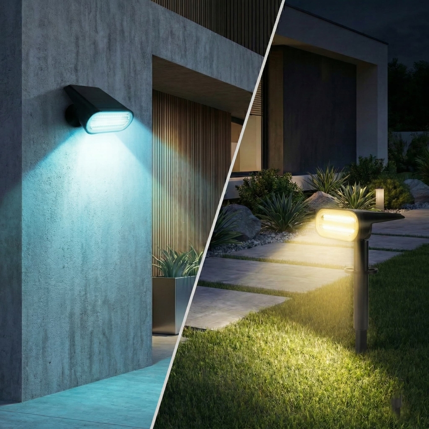 LED RGB zonnelamp 2-in-1 LED/3,7V 1200 mAh IP54 zwart