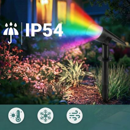 LED RGB zonnelamp 2-in-1 LED/3,7V 1200 mAh IP54 zwart