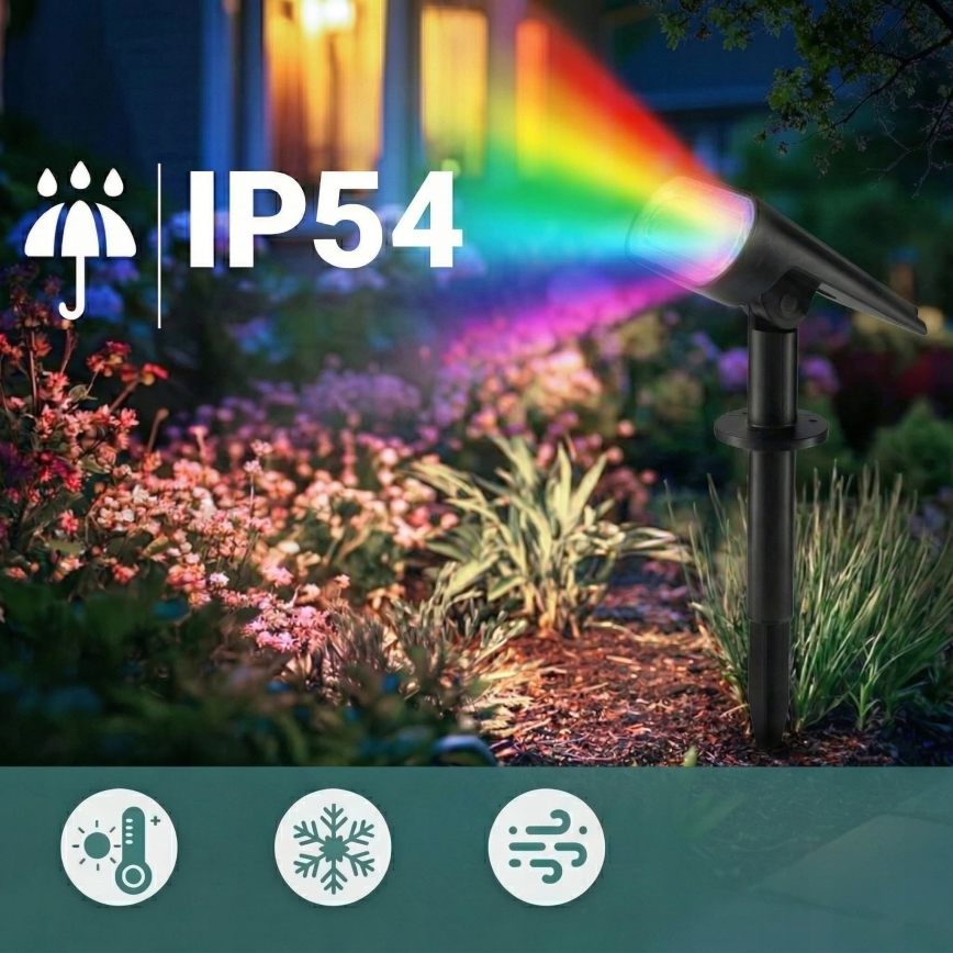 LED RGB zonnelamp 2-in-1 LED/3,7V 1200 mAh IP54 zwart
