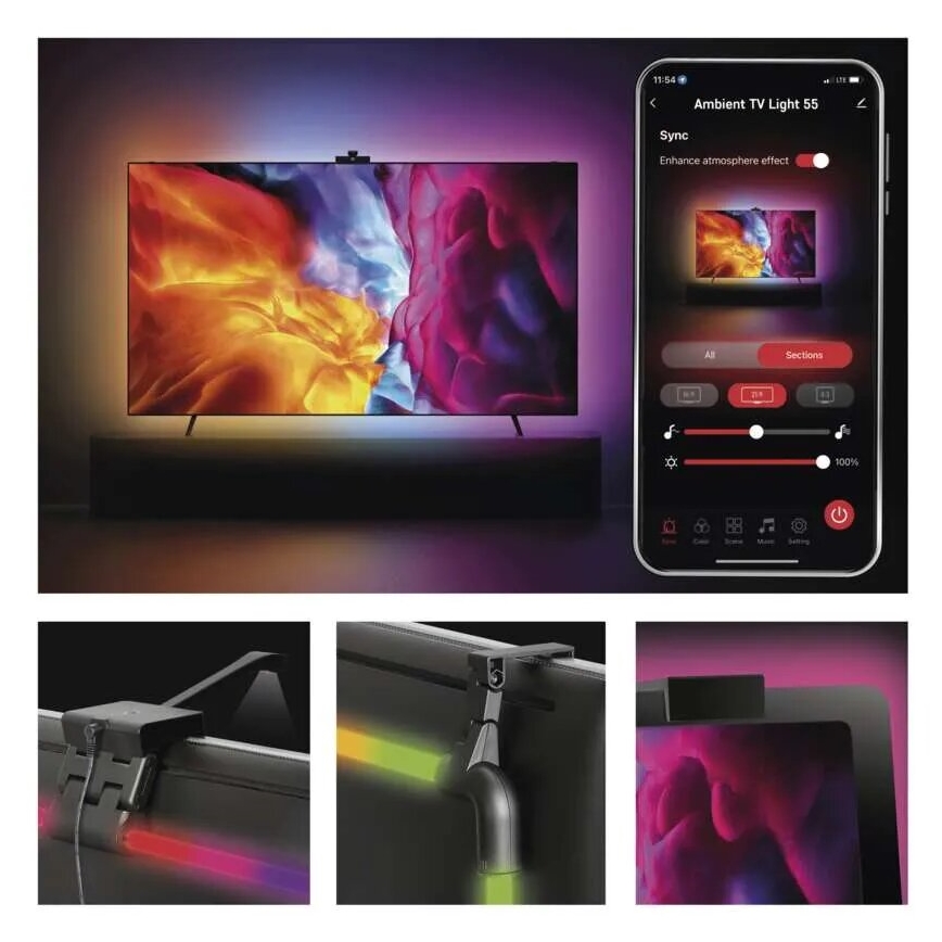 LED RGBIC Dimbare strip voor TV GoSmart LED/24W/230V 55“