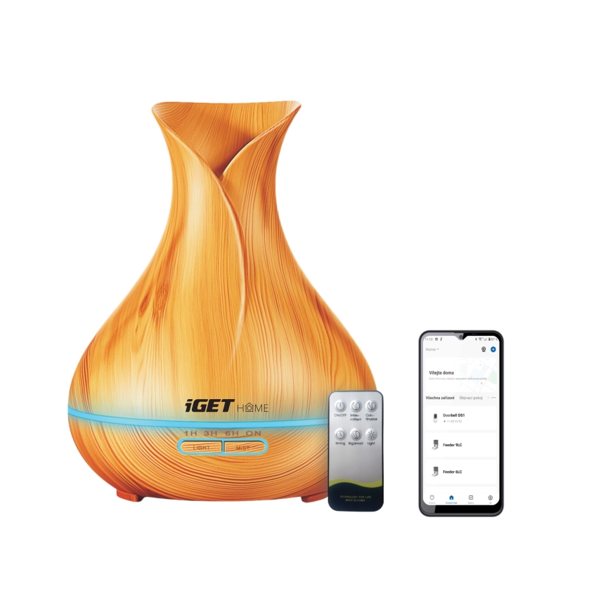 LED RGBW Aromaverspreider en luchtbevochtiger LED/230V 500 ml Wi-Fi + afstandsbediening