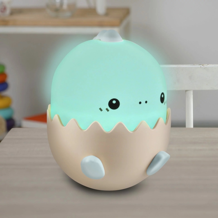 LED RGBW Dimbaar kinder aanraken lamp BABY DINO LED/0,75W/5V USB 1200 mAh blauw