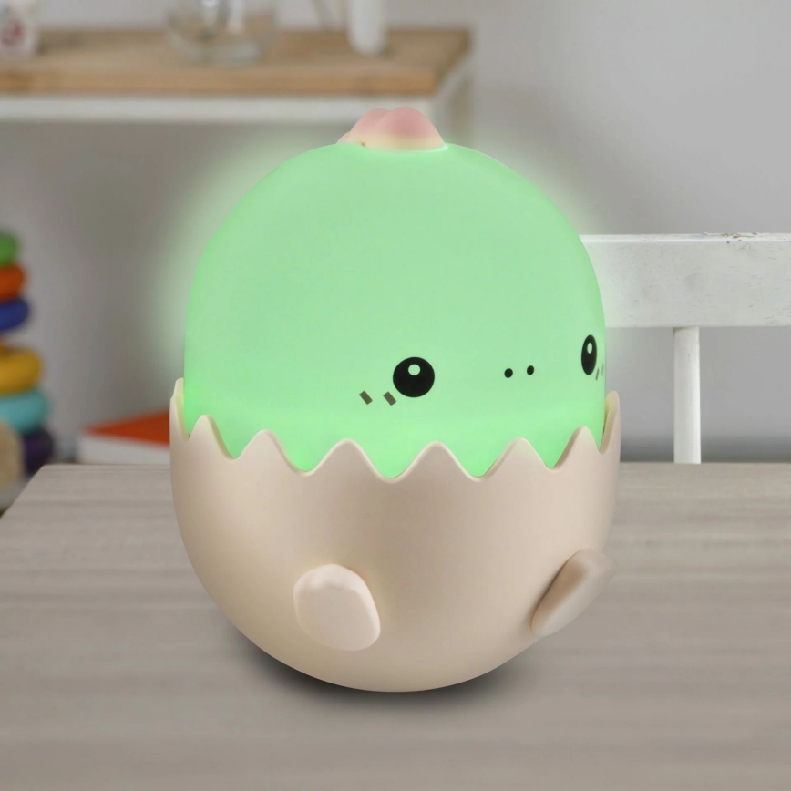 LED RGBW Dimbaar kinder aanraken lamp BABY DINO LED/0,75W/5V USB 1200 mAh roze