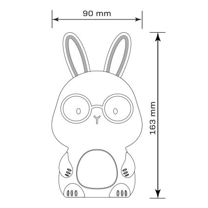 LED RGBW Dimbaar kinder aanraken lamp FLORKA LED/1W/5V USB 1200 mAh konijntje blauw