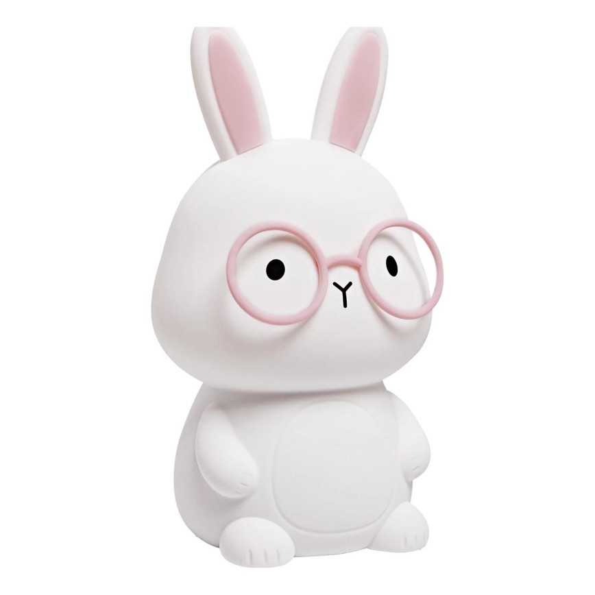 LED RGBW Dimbaar kinder aanraken lamp FLORKA LED/1W/5V USB 1200 mAh konijntje wit/roze