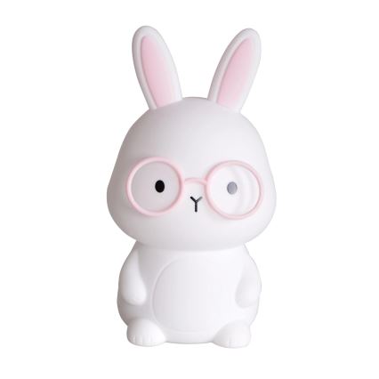 LED RGBW Dimbaar kinder aanraken lamp FLORKA LED/1W/5V USB 1200 mAh konijntje wit/roze