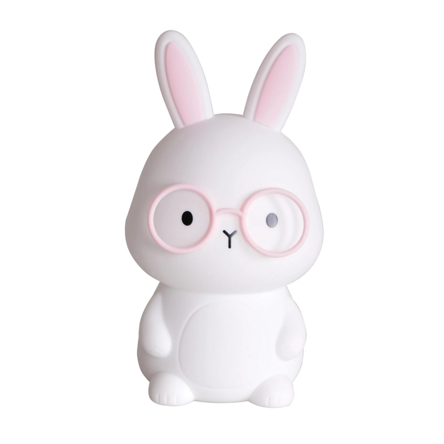 LED RGBW Dimbaar kinder aanraken lamp FLORKA LED/1W/5V USB 1200 mAh konijntje wit/roze