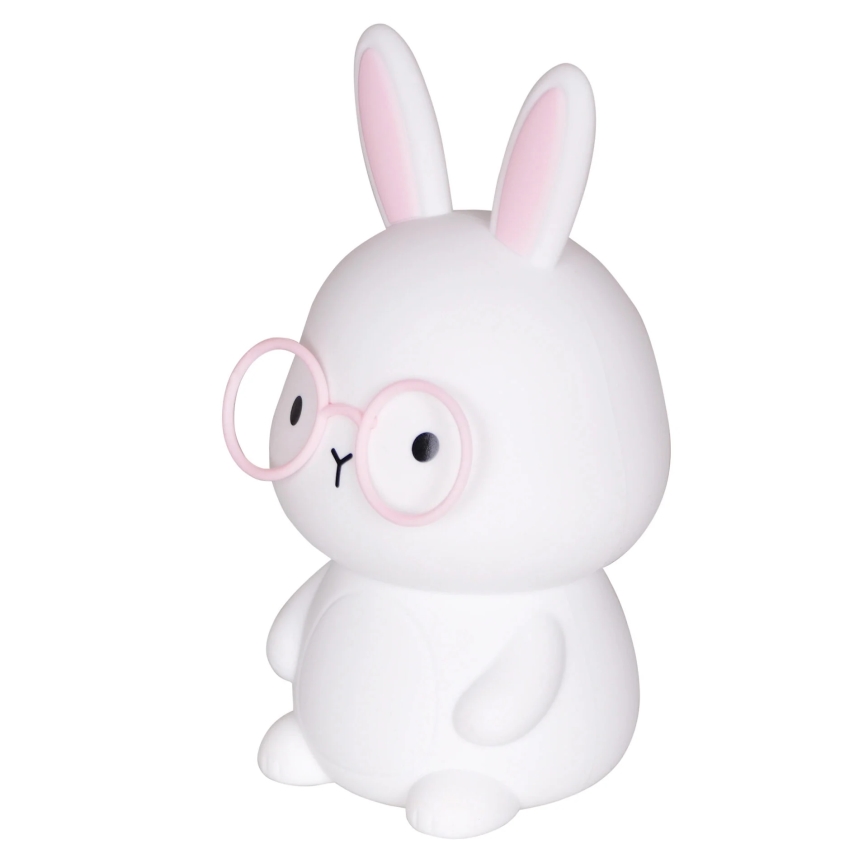 LED RGBW Dimbaar kinder aanraken lamp FLORKA LED/1W/5V USB 1200 mAh konijntje wit/roze