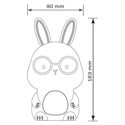 LED RGBW Dimbaar kinder aanraken lamp FLORKA LED/1W/5V USB 1200 mAh konijntje wit/roze