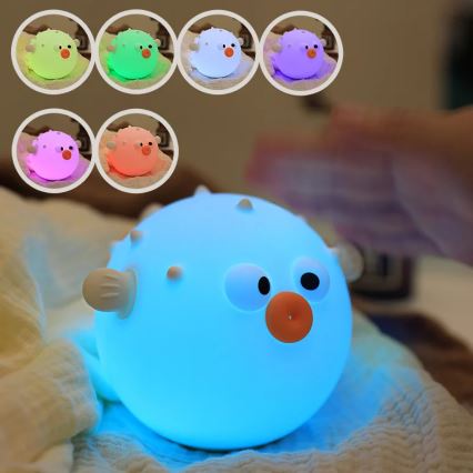 LED RGBW Dimbaar kinder aanraken lamp HELI LED/1W/5V USB 1200 mAh vis blauw