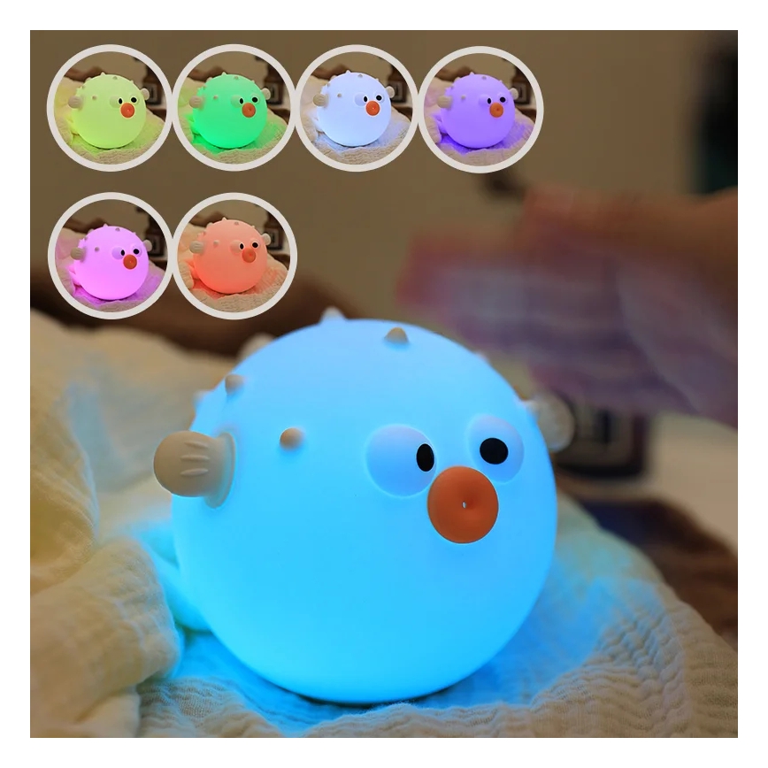 LED RGBW Dimbaar kinder aanraken lamp HELI LED/1W/5V USB 1200 mAh vis blauw