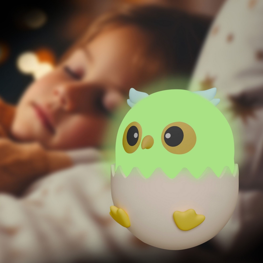 LED RGBW Dimbaar kinder aanraken lamp OWL LED/1W/5V USB 1200 mAh uil blauw