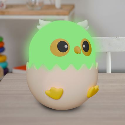 LED RGBW Dimbaar kinder aanraken lamp OWL LED/1W/5V USB 1200 mAh uil blauw