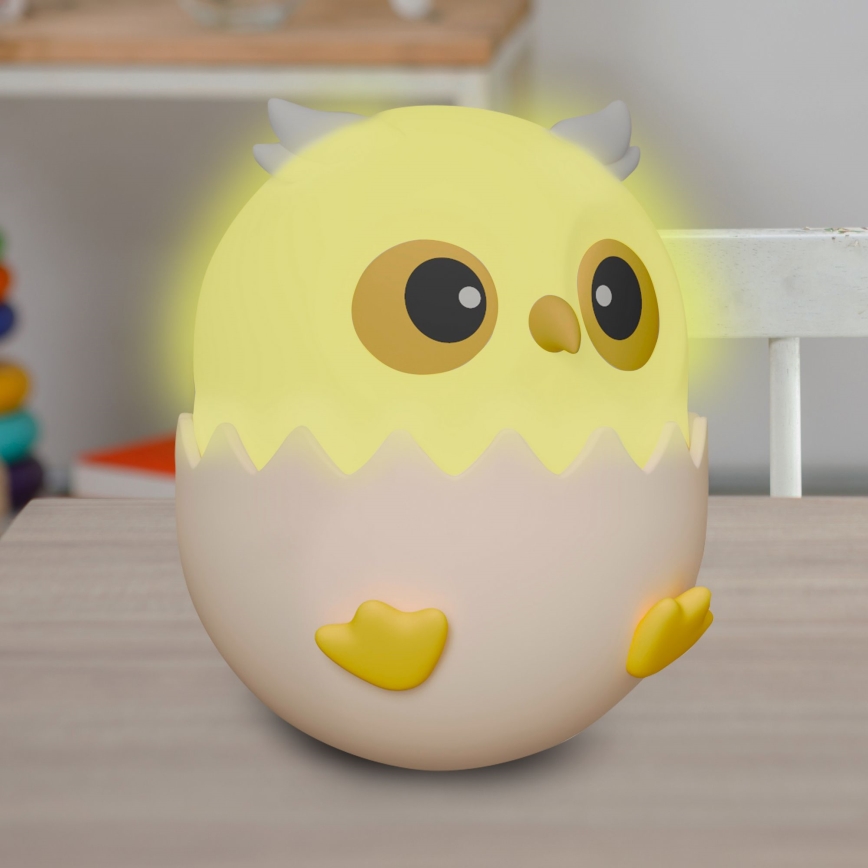 LED RGBW Dimbaar kinder aanraken lamp OWL LED/1W/5V USB 1200 mAh uil blauw