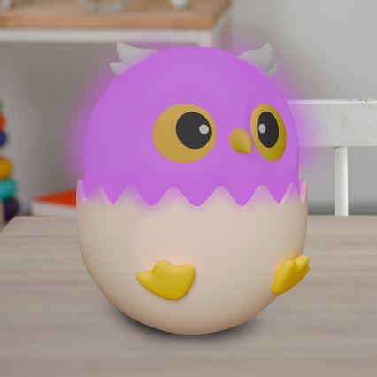 LED RGBW Dimbaar kinder aanraken lamp OWL LED/1W/5V USB 1200 mAh uil blauw