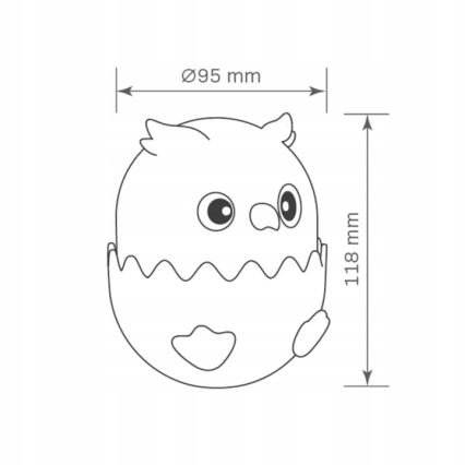 LED RGBW Dimbaar kinder aanraken lamp OWL LED/1W/5V USB 1200 mAh uil blauw