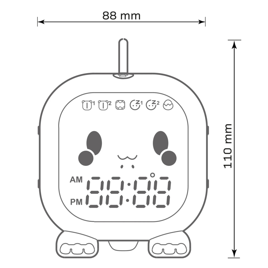 LED RGBW Dimbaar kinder nacht klein lampje met wekker FILIP LED/1,5W/5V 1500 mAh