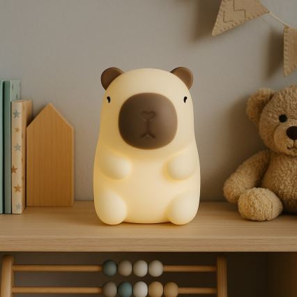 LED RGBW dimbaar oplaadbaar nachtlampje met aanraakbediening voor kinderen KAPYBARA LED/0,45W/5V 800 mAh