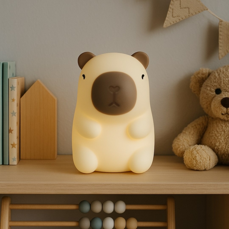 LED RGBW dimbaar oplaadbaar nachtlampje met aanraakbediening voor kinderen KAPYBARA LED/0,45W/5V 800 mAh