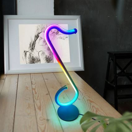 LED RGBW Dimbaar tafellamp NUTKA LED/15W/5V zwart + afstandsbediening