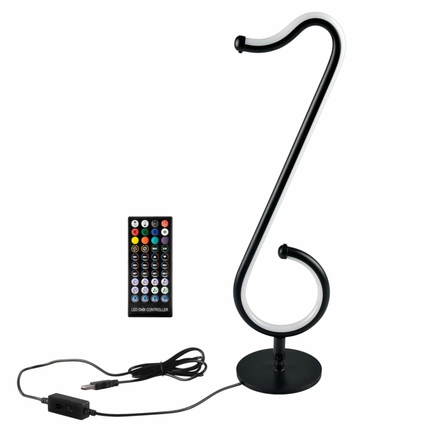LED RGBW Dimbaar tafellamp NUTKA LED/15W/5V zwart + afstandsbediening