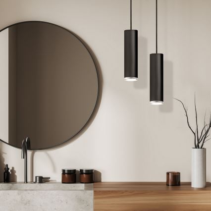 LED RGBW dimbare badkamerhanglamp aan kabel TURYN 1xGU10/4,8W/230V 3000K IP44 zwart + afstandsbediening