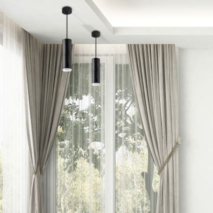 LED RGBW dimbare badkamerhanglamp aan kabel TURYN 1xGU10/4,8W/230V 3000K IP44 zwart + afstandsbediening