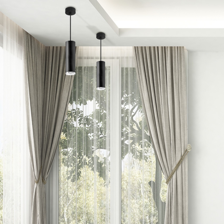 LED RGBW dimbare badkamerhanglamp aan kabel TURYN 1xGU10/4,8W/230V 3000K IP44 zwart + afstandsbediening