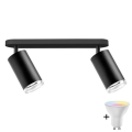 LED RGBW dimbare badkamerspot TURYN 2xGU10/4,8W/230V 3000K IP44 zwart + afstandsbediening