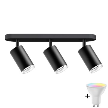 LED RGBW dimbare badkamerspot TURYN 3xGU10/4,8W/230V 3000K IP44 zwart + afstandsbediening